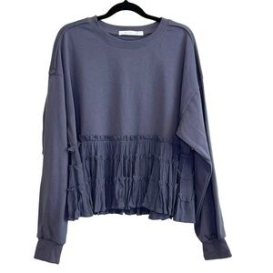 Altar'd State Blue Ruffle Sweatshirt